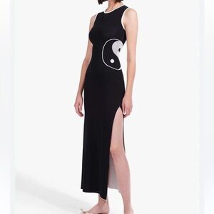NWT Staud Black Sleeveless Dress with Yin Yang Design